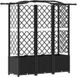 vidaXL Verhoogd bed met trellis en dak Zwart 163 x 40 x 138 cm PP