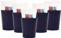 Givi Italia Feestbekers met hoesjes - 40x - navy blauw - papier - 250ml - kinderfeestje - kartonnen bekertjes