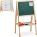Merkloos Relaxdays Schoolbord Kinderen - 2 in 1 - Whiteboard en Krijtbord - Verstelbaar - Magnetisch