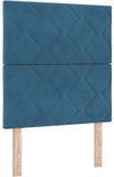 vidaXL - LED - Hoofdbord - Donkerblauw - 80 cm - Fluweel