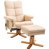 Fauteuil inclinable avec repose-pieds, fauteuil TV pivotant à 360° avec fonction massage, fonction inclinable, fauteuil de massage avec poche latérale, fauteuil TV, similicuir pour salon, blanc crème