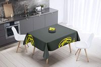 Bonamaison Tafelkleed, Anti-Mold, Sneldrogend, Waterdicht, 100% Polyester Tafellaken, Neon Geel, Rook, 140 x 140 Cm