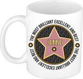 Bellatio Decorations Naam mok Janne - wit - Most Brilliant - keramiek - 300 ml - collega beker - cadeau