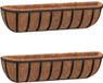 vidaXL Wandbakken - 2 stuks - met kokosvezel - 76x21x16 cm - staal - zwart