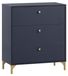 Commode 3 tiroirs, bleu nuit/or, 80x40x91,4 cm