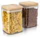 Arendo Bocaux à provisions, set de récipients en verre 2x 1,5 L verre borosilicaté avec couvercle en bambou, hermétique, set de 2, résistant à la chaleur, écologique, durable, adapté au micro-ondes
