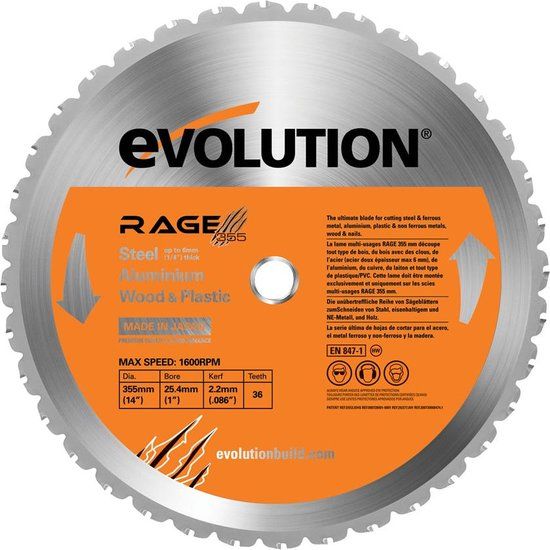 Evolution - Evolution Rage multifunctioneel zaagblad 355 mm - 355 X 25.4 X 2.2 MM - 36 T