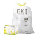 EKO 50-90 liter, 60 stuks vuilniszakken met trekkoord, extra sterke vuilniszakken, citroenschilgeur met continue geurcontrole, gemakkelijk te doseren rol voor keuken en huishoudelijk gebruik, code G