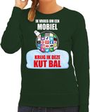 Bellatio Decorations Kut Kerstbal sweater / foute Kersttrui Ik vroeg om een mobiel krijg ik deze kut bal groen - dames - Kerstkleding / Christmas L