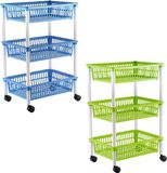 Merkloos axentia Voorraadwagen, blauw-groen, 40 x 30 x 64 cm