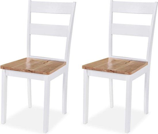 vidaXL Eetkamerstoelen 2 stuks massief rubberwood wit