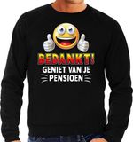 Bellatio Decorations Funny emoticon sweater Bedankt geniet van je pensioen zwart voor heren - VUT Fun / cadeau trui XXL