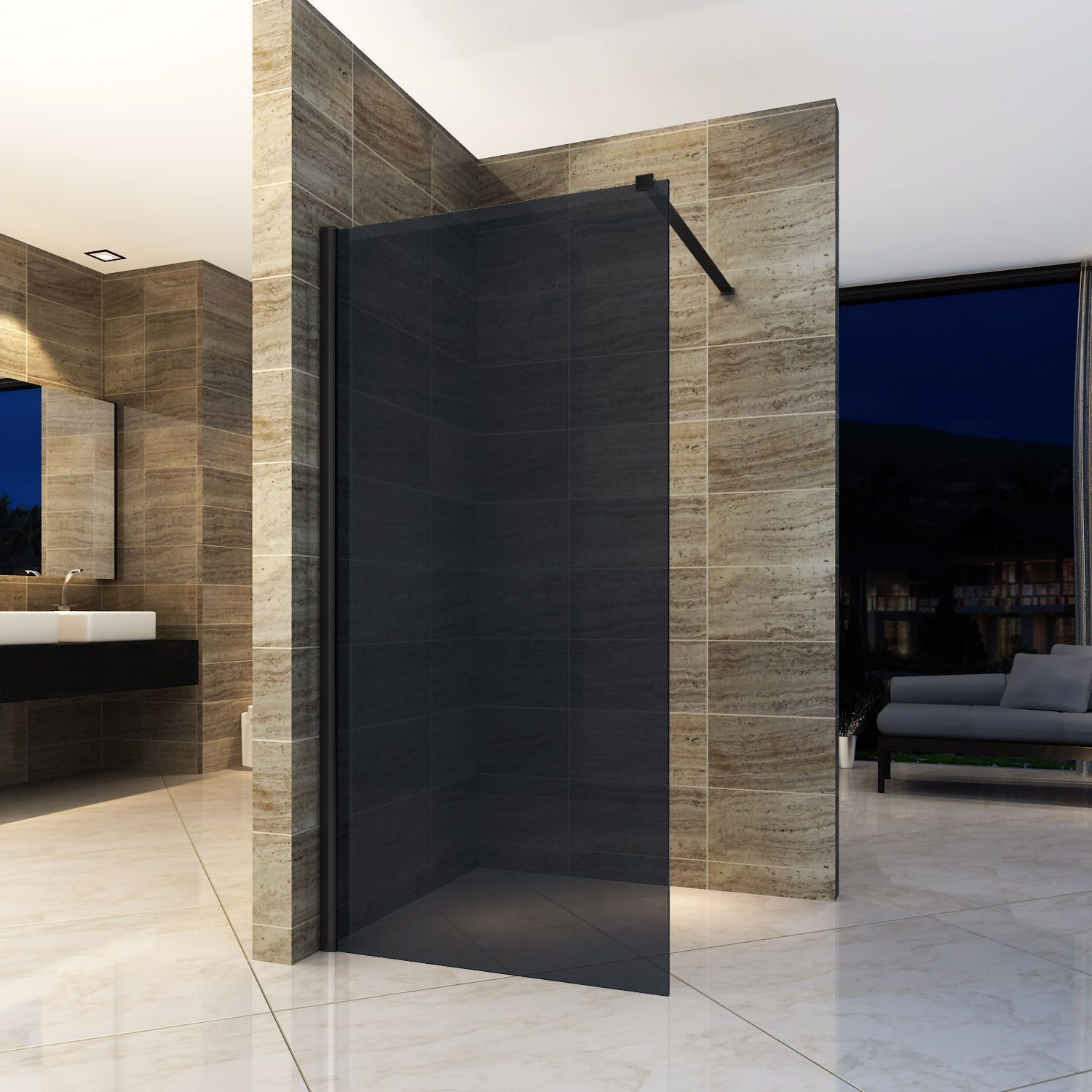 Boss & Wessing Inloopdouche rookglas 200 cm 8 mm nano coating (keuze in breedte)