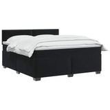vidaXL Boxspringbed met matras en LED-verlichting, zwart, 140 x 190 cm, fluweel