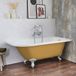 Hudson Reed Baignoire îlot d’angle droit - Rétro – 168,5 x 75 cm – Jaune - Pieds blancs - Legend