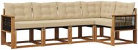 vidaXL Hoek loungeset 5 zitplaatsen Acacia hout Natuurlijk en beige