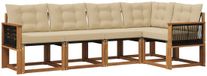 vidaXL Ensemble de salon d'angle 5 places Acacia bois Naturel et beige