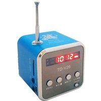 Mini cube luidspreker mp3/radio met LCD-scherm blauw