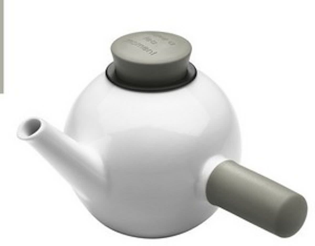 QDO Theepot Porselein - Rond - Met Zijhandvat - 1 liter - Taupe
