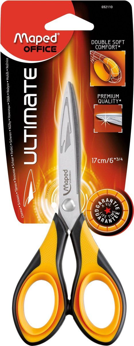 Maped Ultimate schaar 17 cm - symmetrisch - zwart/geel