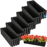 KOTARBAU® 6 st Balkonbak, Bloembak voor Balkon, Kunststof Balkonbak, 58 x 18 x 16 cm, Grijs