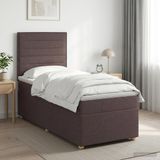 vidaXL Boxspringbed met matras, donkerbruin, 90 x 200 cm, stof
