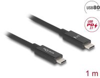 Delock USB 80 Gbps Cable USB Type-C™ male to male PD 3.1 240 W E-Marker coaxial 1 m black