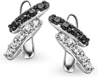 Orphelia ZO-5101 Oorstekers voor dames, 925 sterling zilver, zirkonia, zwart-wit