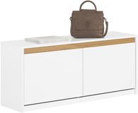 SoBuy FSR171-W Schoenenbank - Witte Opbergbank met 2 Kleppen
