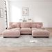 Canapé d'angle de luxe en forme de L, chenille, modèle "Cloud Couch", pouf, lit (rose)