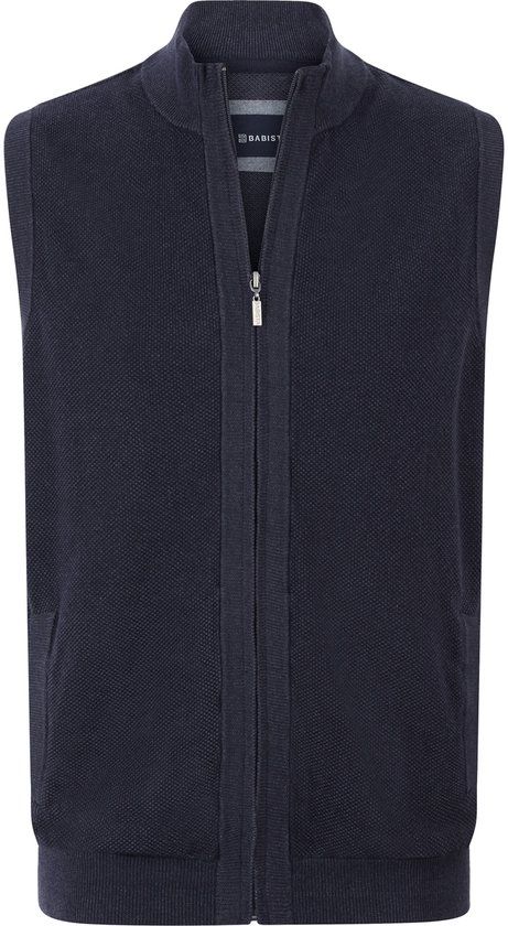 Babista Heren Gebreide Bodywarmer - Donkerblauw - Katoen - Maat 48/50