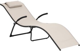 Uniprodo ligstoel - beige - stalen frame - golfvorm