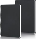 Goodivery Bloc-notes A4 avec reliure spirale et couverture rigide - Noir, 120 pages, ligné, 2 pièces