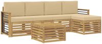 vidaXL - Bank loungeset - 5 zitplekken - Wit en Beige - Polyester - Inclusief tafel