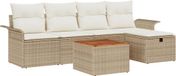 vidaXL Tuinbank Set met Kussen met Opslag 6 pcs Beige Poly Rattan