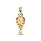 Pandora Moments Funkelnder Klarer Heißluftballon Charm-Anhänger aus Sterling Silber mit vergoldeter Metalllegierung, Kompatibel mit Pandora ME und Moments Armbändern, 769434C01