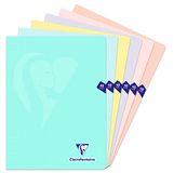 Clairefontaine 308311C Pak met 10 Geniete Schriften Mimesys PASTEL - 24x32 cm - 48 Pagina's Grote Ruitjes - Wit Papier 90 g - Polypro Omslag Opaak - Willekeurige Kleuren
