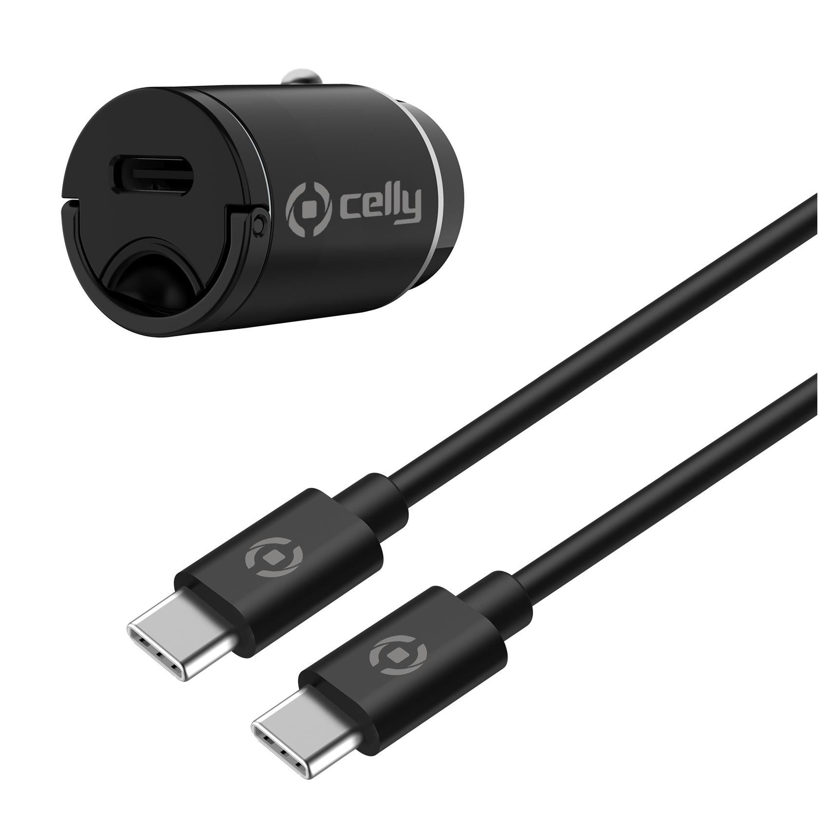 Celly CCMINITYPEC - USB-C autolader met USB-C naar USB-C kabel 20W