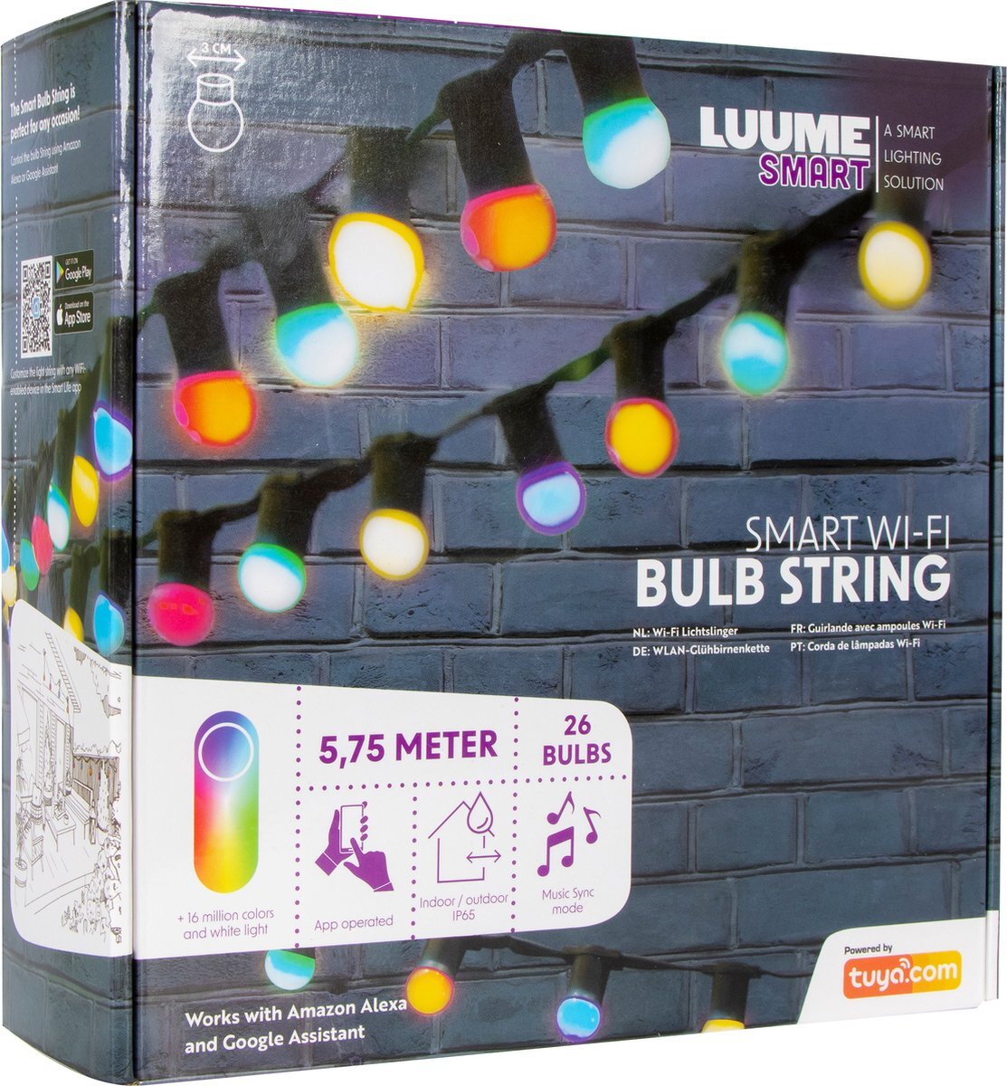 Luume Smart Led Lichtsnoer - Slimme RGB Lichtslinger voor Buiten en Binnen - 5,75 meter - 26 led lampjes - 16 miljoen kleuren