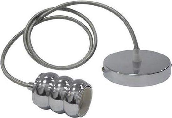 BES LED Plafondlamp - Rond - Mat Chroom Aluminium - E27 - 100cm