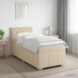 vidaXL Boxspringbed met matras, crèmekleurig, 80 x 200 cm, stof