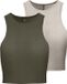ONLY ONLBELIA S/L CROP TOP CS JRS 2PACK Meisjes Blouses Groen Viscose