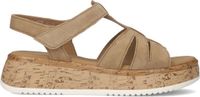 Gabor Dames Sandalen met hak - 742 - Beige - Suède - Plateauzool - Maat 41