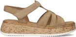 Gabor Dames Sandalen met hak - 742 - Beige - Suède - Plateauzool - Maat 41