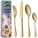 Set de couverts 24 pièces finition or brossé pour 6 personnes