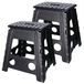 Benson Opvouwbaar krukje - Set van 2x stuks - zwart - 39 cm - kunststof - tot 120 kg - stoel/kruk