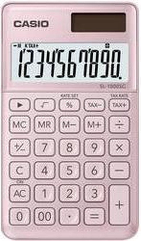 Casio zakrekenmachine SL-1000 SC-PK, roze, bureaurekenmachine, solar ...