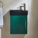 Hudson Reed Cluo Meuble lave-mains suspendu – 40 cm – Vert foncé – Avec lavabo noir – Avec poignée barre en T laiton brossé