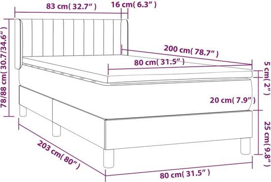 vidaXL Boxspring met matras stof taupe 80x200 cm