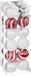 Atmosphera Boules de Noël 24x - Blanc nacré/Rouge - 4 cm - Plastique